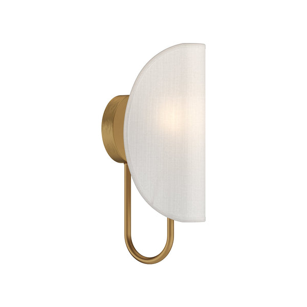 Celeste 6" Vanity Wall Sconce, Aged Gold/White Cotton Fabric