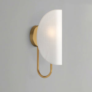 Sentaur 6" Vanity Wall Sconce, Aged Gold/White Cotton Fabric