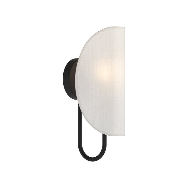 Celeste 6" Vanity Wall Sconce, Matte Black/White Cotton Fabric