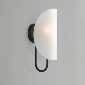 Sentaur 6" Vanity Wall Sconce, Matte Black/White Cotton Fabric