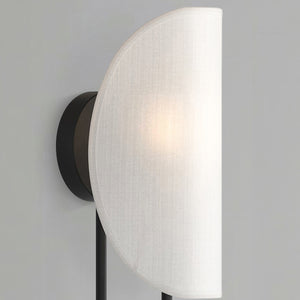 Sentaur 6" Vanity Wall Sconce, Matte Black/White Cotton Fabric