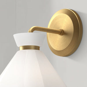 Diana 8" Vanity Wall Sconce, Brushed Gold/Glossy Opal Glass