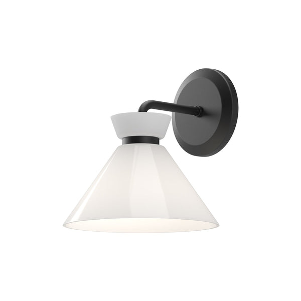 Diana 8" Vanity Wall Sconce, Glossy Opal Glass/Matte Black