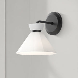Diana 8" Vanity Wall Sconce, Glossy Opal Glass/Matte Black