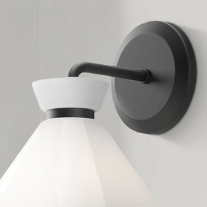 Diana 8" Vanity Wall Sconce, Glossy Opal Glass/Matte Black