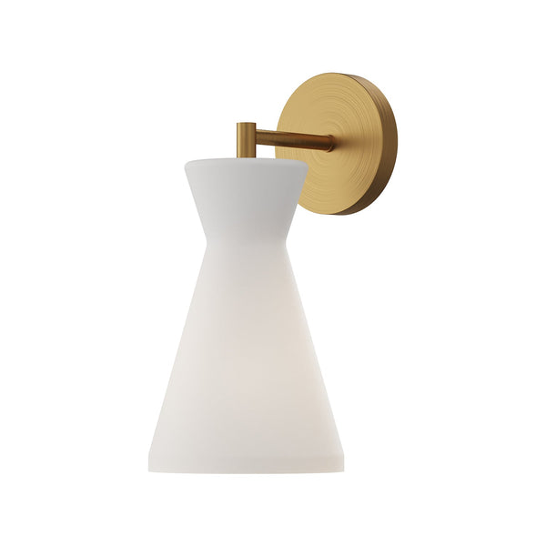 Alice 6" Vanity Wall Sconce, Aged Gold/Opal Glass