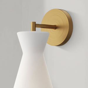 Alice 6" Vanity Wall Sconce, Aged Gold/Opal Glass