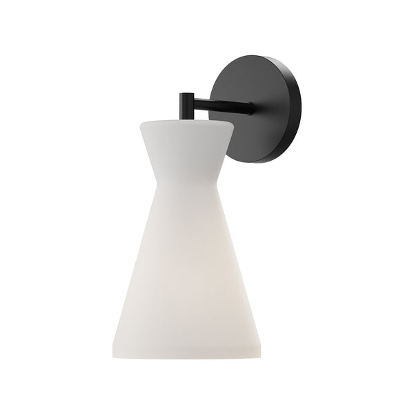 Alice 6" Vanity Wall Sconce, Matte Black/Opal Glass