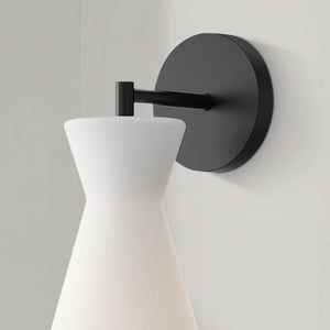 Alice 6" Vanity Wall Sconce, Matte Black/Opal Glass
