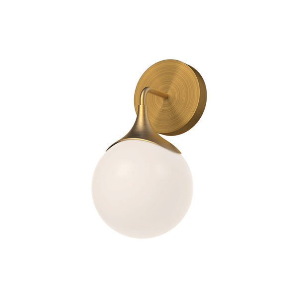 Calla 12" Vanity Wall Sconce, Aged Gold/Opal Matte Glass