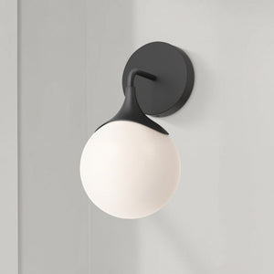 Linnea 12" Vanity Wall Sconce, Matte Black/Opal Matte Glass