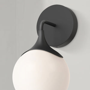 Linnea 12" Vanity Wall Sconce, Matte Black/Opal Matte Glass