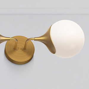 Linnea 19" Two-Light Vanity Wall Sconce, Aged Gold/Opal Matte Glass