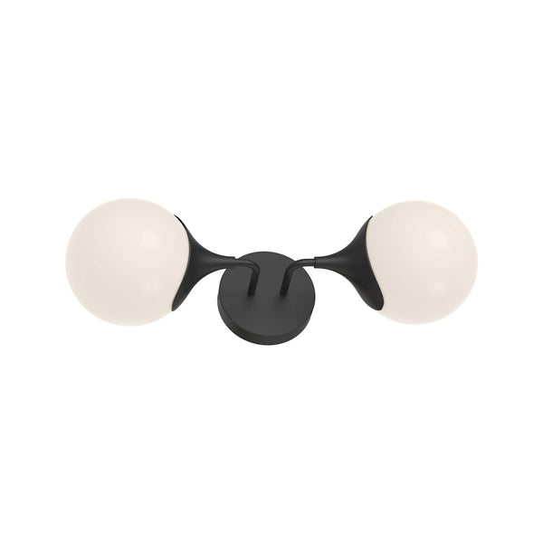 Linnea 19" Two-Light Vanity Wall Sconce, Matte Black/Opal Matte Glass