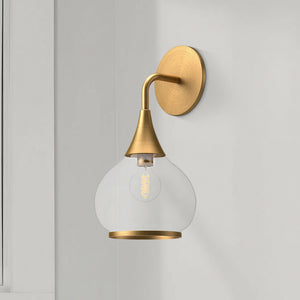 Hollis 6" One-Light Wall/Vanity Light, Aged Gold/Clear Glass