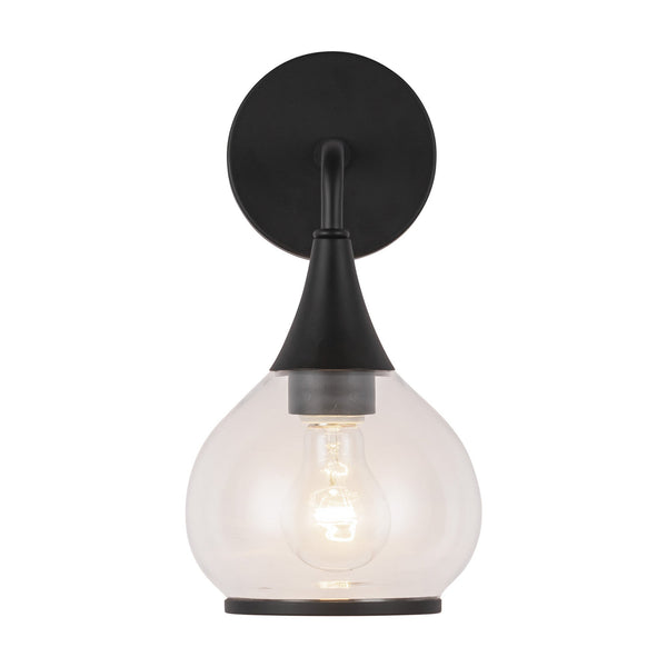 Hollis 6" One-Light Wall/Vanity Light, Clear Glass/Matte Black