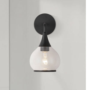 Hollis 6" One-Light Wall/Vanity Light, Clear Glass/Matte Black