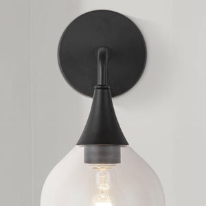 Hollis 6" One-Light Wall/Vanity Light, Clear Glass/Matte Black