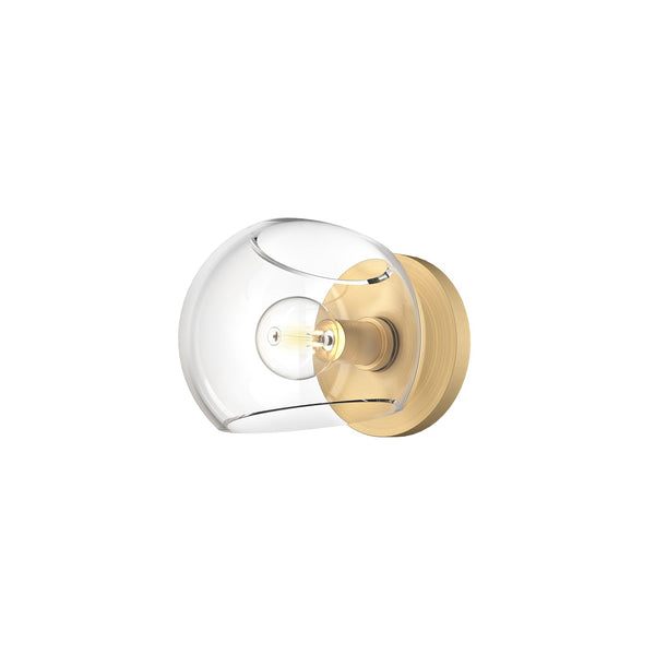 Wren 6" One-Light Wall/Vanity Light, Brushed Gold/Clear Glass