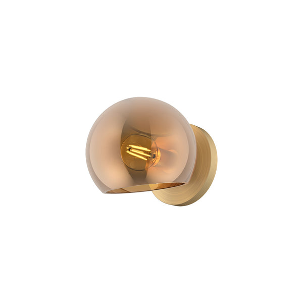 Wren 6" One-Light Wall/Vanity Light, Brushed Gold/Copper Glass