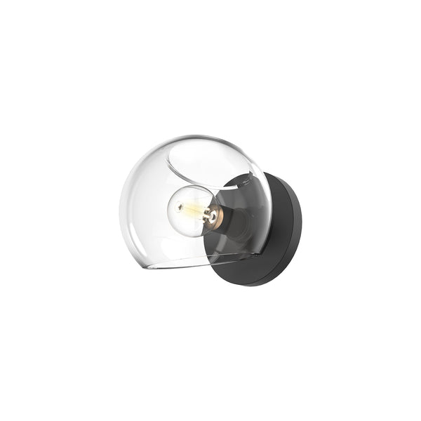 Wren 6" One-Light Wall/Vanity Light, Clear Glass/Matte Black