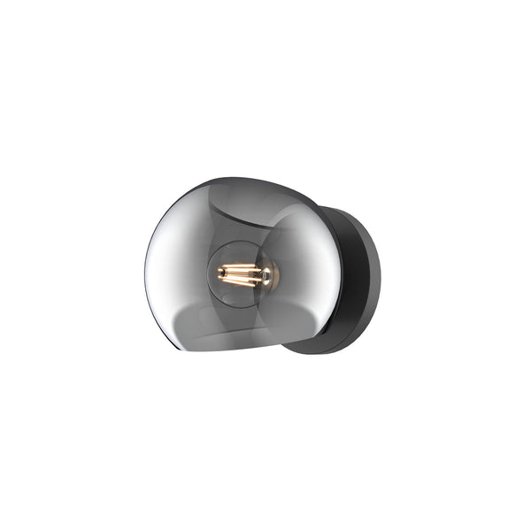 Wren 6" One-Light Wall/Vanity Light, Matte Black/Smoked Solid Glass