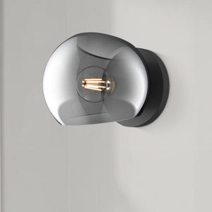 Wimberly 6" One-Light Wall/Vanity Light, Matte Black/Smoked Solid Glass