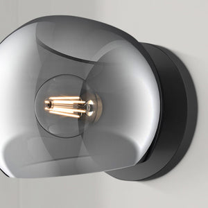 Wimberly 6" One-Light Wall/Vanity Light, Matte Black/Smoked Solid Glass
