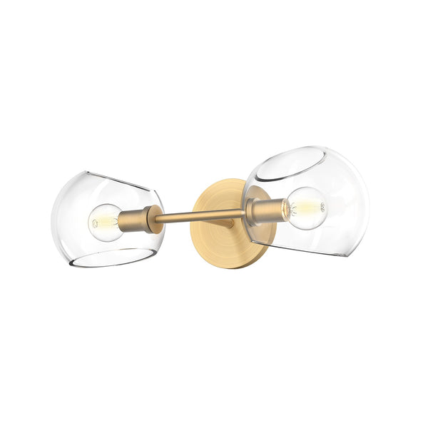Wren 17" Two-Light Wall/Vanity Light, Brushed Gold/Clear Glass