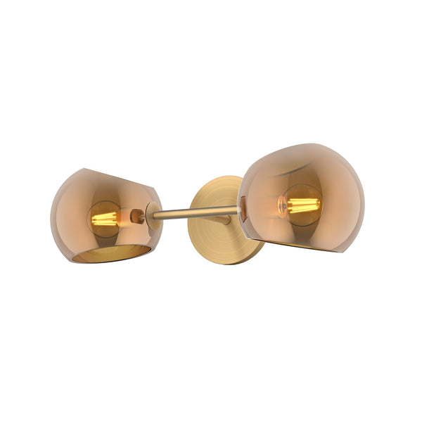 Wren 17" Two-Light Wall/Vanity Light, Brushed Gold/Copper Glass