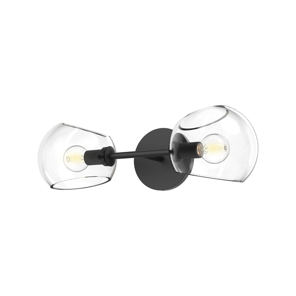 Wren 17" Two-Light Wall/Vanity Light, Clear Glass/Matte Black