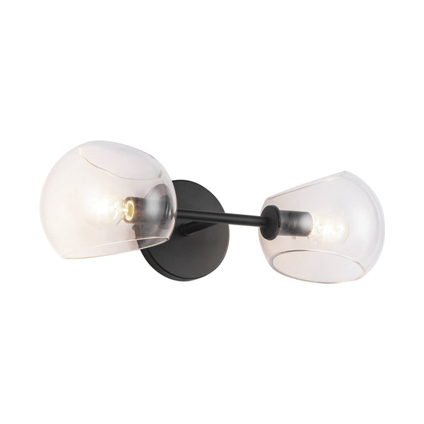 Wimberly 17" Two-Light Wall/Vanity Light, Clear Glass/Matte Black