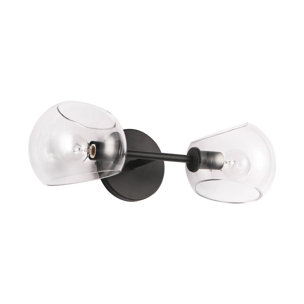 Wimberly 17" Two-Light Wall/Vanity Light, Clear Glass/Matte Black
