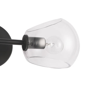 Wimberly 17" Two-Light Wall/Vanity Light, Clear Glass/Matte Black
