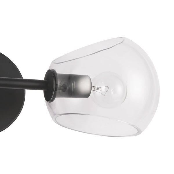 Wimberly 17" Two-Light Wall/Vanity Light, Clear Glass/Matte Black