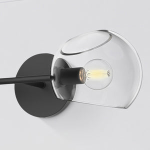 Wimberly 17" Two-Light Wall/Vanity Light, Clear Glass/Matte Black
