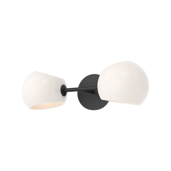 Wren 17" Two-Light Wall/Vanity Light, Matte Black/Opal Matte Glass