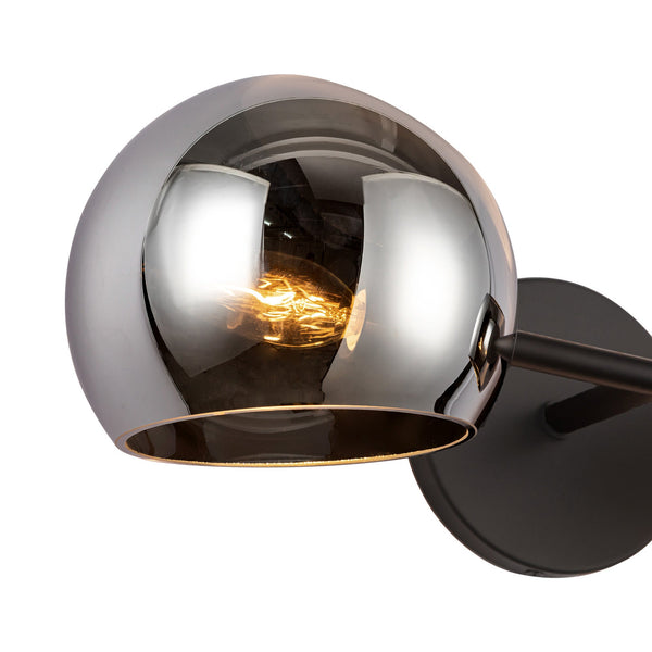 Wimberly 17" Two-Light Wall/Vanity Light, Matte Black/Smoked Solid Glass