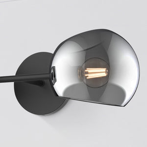 Wimberly 17" Two-Light Wall/Vanity Light, Matte Black/Smoked Solid Glass