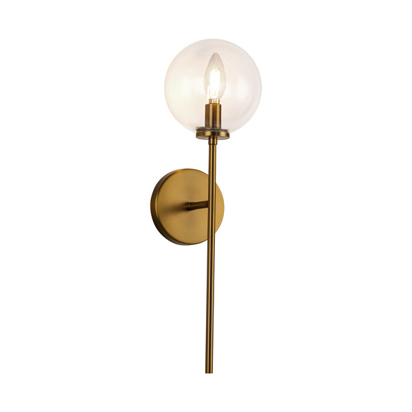 Mercer 18" One-Light Wall/Vanity Light, Aged Gold/Clear Glass