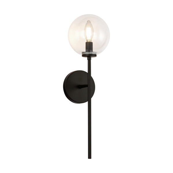 Mercer 18" One-Light Wall/Vanity Light, Matte Black/Clear Glass