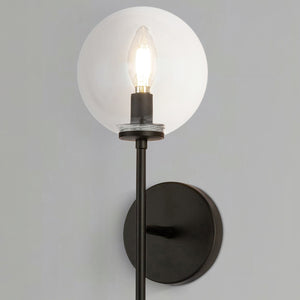 Mercer 18" One-Light Wall/Vanity Light, Matte Black/Clear Glass