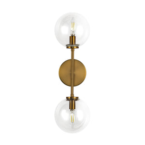 Mercer 22" Two-Light Wall/Vanity Light, Aged Gold/Clear Glass