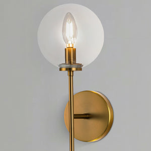 Mercer 22" Two-Light Wall/Vanity Light, Aged Gold/Clear Glass