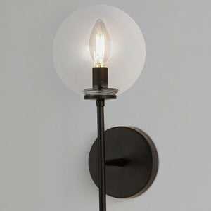 Mercer 22" Two-Light Wall/Vanity Light, Matte Black/Clear Glass