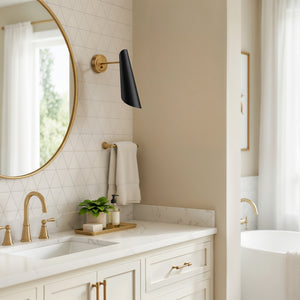 Archer 7" One-Light Wall/Vanity Light, Aged Gold/Matte Black