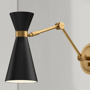 Riordon 10" One-Light Wall/Vanity Light, Aged Gold/Matte Black