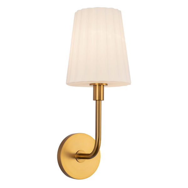Lydian 6" One-Light Wall/Vanity Light, Aged Gold/Opal Matte Glass