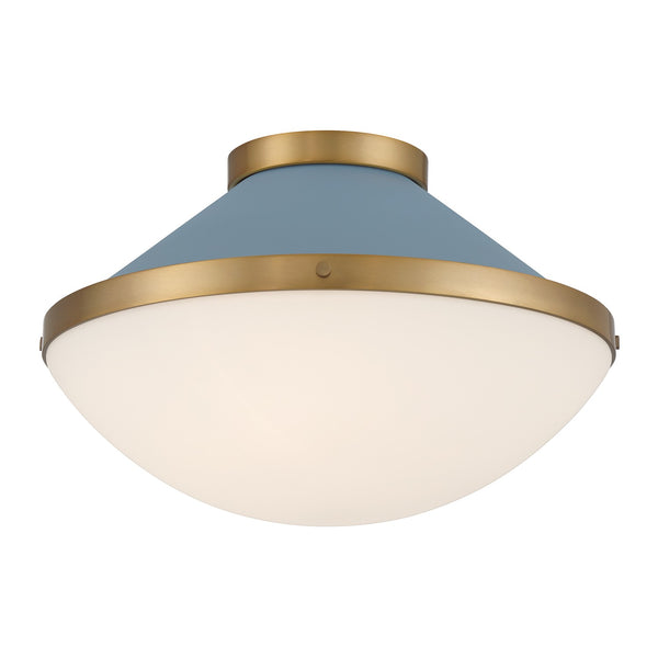 Arlo 16.25" Two Light Flush Mount, Vibrant Gold with Blue