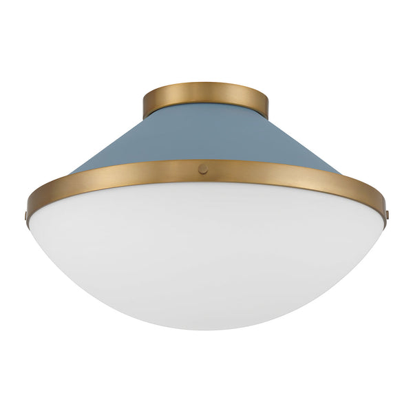 Arlo 16.25" Two Light Flush Mount, Vibrant Gold with Blue
